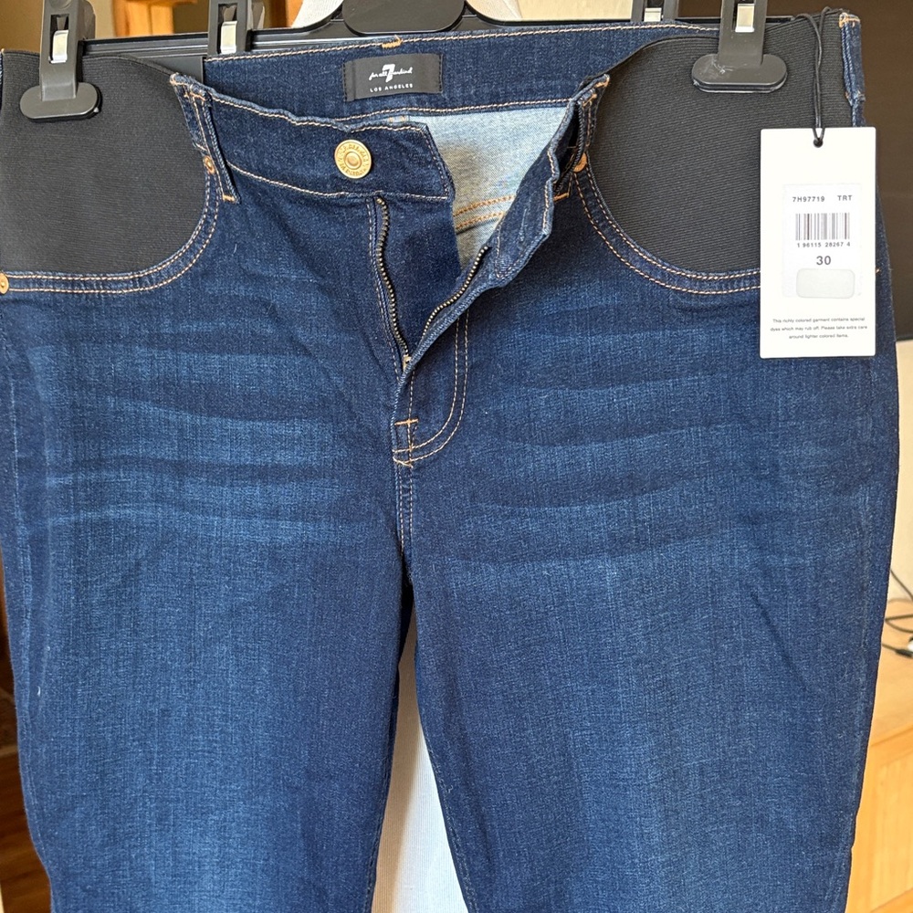 7 For All Mankind Slim Illusion Luxe, The Ankle Skinny Dark Indigo Jeans Sz 30